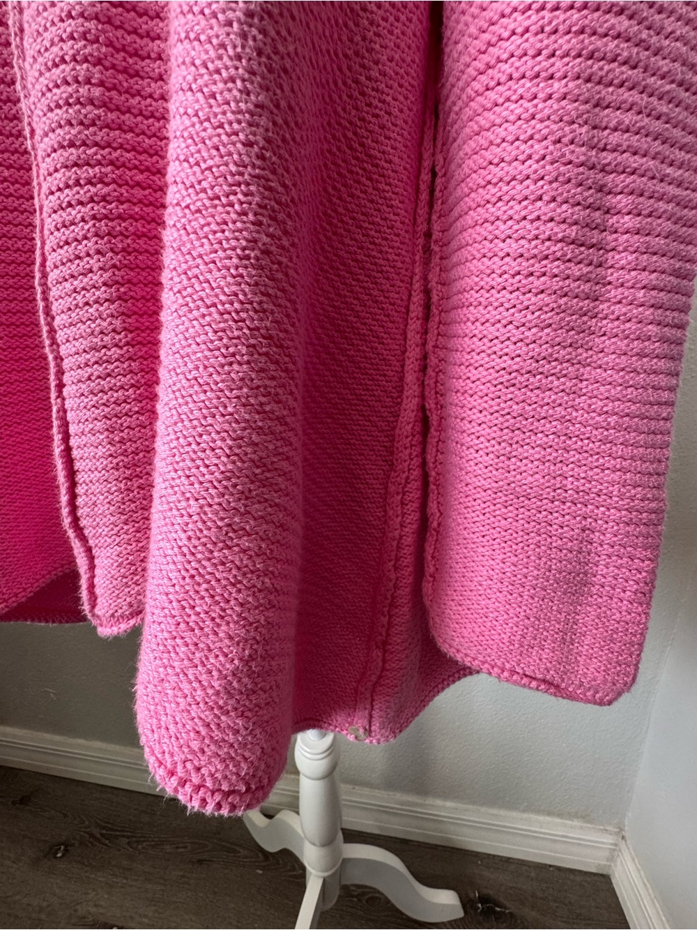 Pure Handknit Chunky Sweater Pink Pullover Loose 100% Cotton SZ M / L - Picture 5 of 15